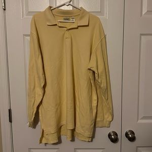 LL Bean Mens Long Sleeve Polo Butter Yellow Size XL Tall